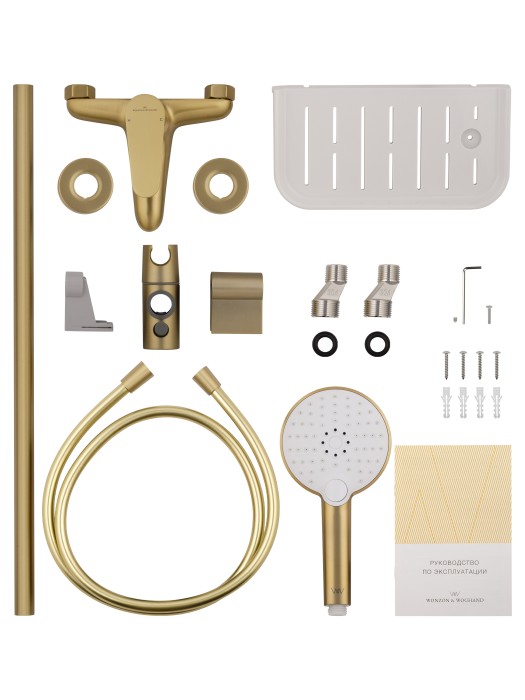 Смеситель для ванны с душевым гарнитуром, Wonzon & Woghand Alfa, WW-AE3201-BG цвет: золото