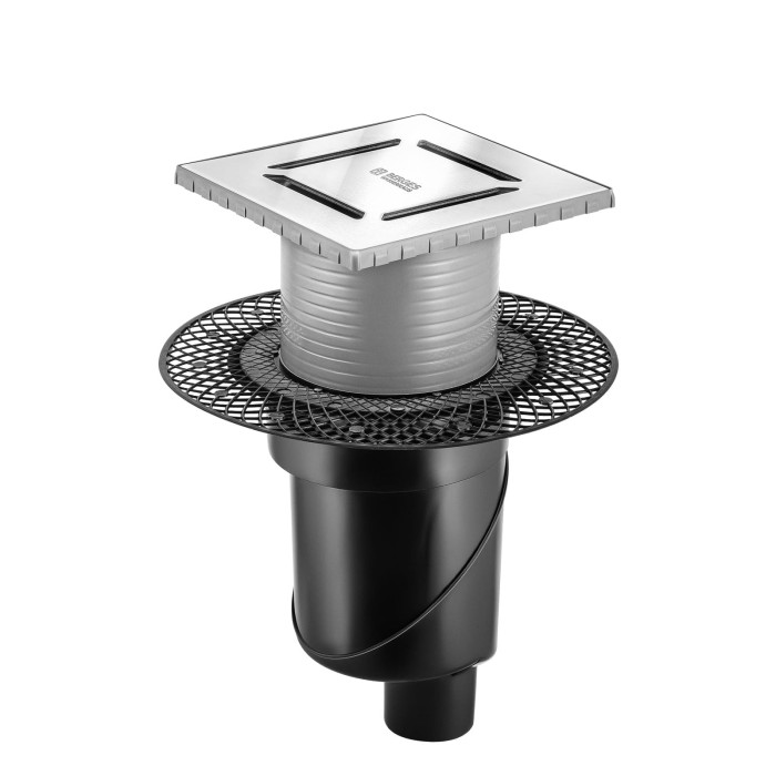 Душевой трап BERGES PLATZ Norma 150х150, матовый хром, S-сифон D50/105 H50, арт.090059