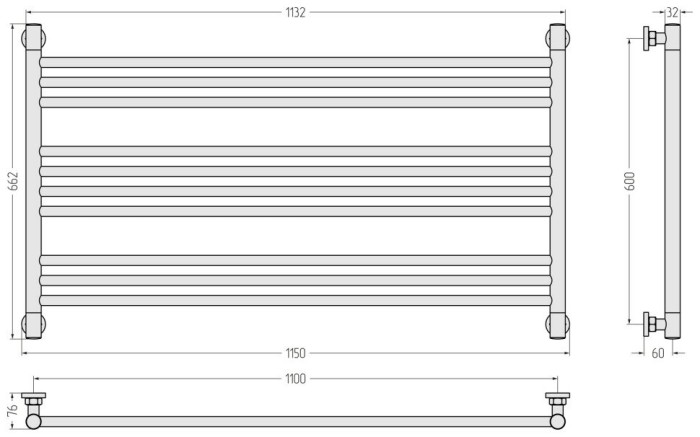 Сунержа Водяной полотенцесушитель 600x1100, Богема L, 051-0202-6011 цвет: состаренная латунь