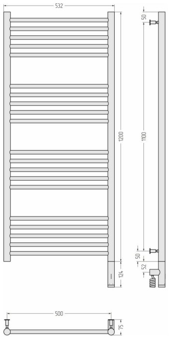 Сунержа Электрический полотенцесушитель 1200x500, Богема 3.0, 05-5805-1250 цвет: состаренная бронза
