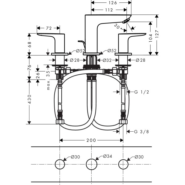 Смеситель для раковины, Hansgrohe Talis E, белый арт. 71733700
