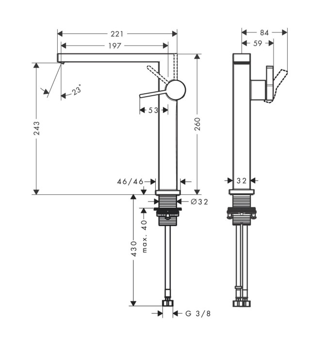 Смеситель для раковины Fine CoolStart, EcoSmart+, с донным клапаном Push-Open, Hansgrohe Tecturis E, чёрный арт. 73070670