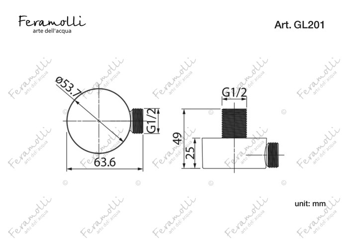 Подключение для шланга, золото, Tropicale Feramolli - GL201