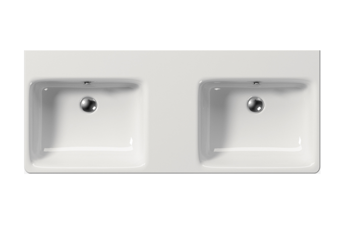Подвесная раковина 125х50х18,5 см, глянцевая, санфарфор, двойная, Sand GSI арт. 9052111