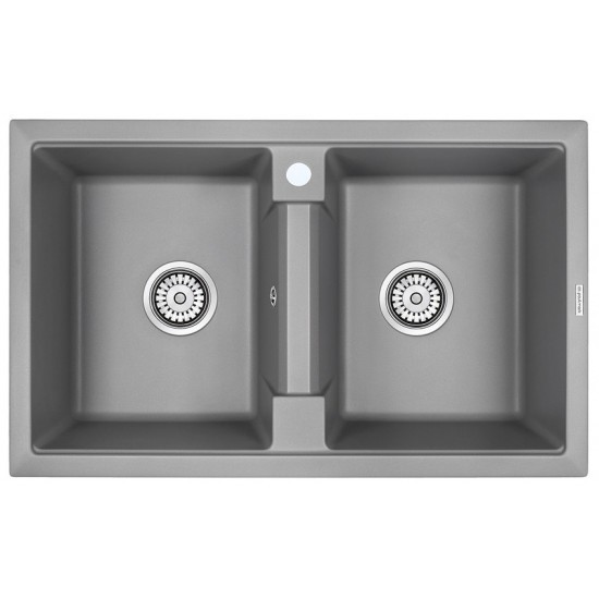 Мойка для кухни гранит 810х500 Paulmark TANDEM 80/2, серый металлик - PM238150-GRM