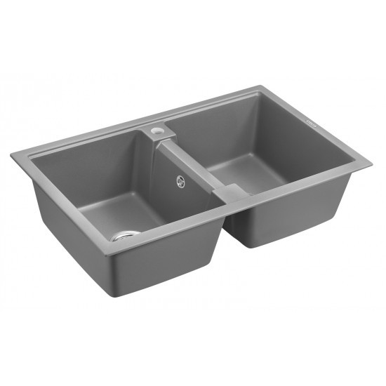 Мойка для кухни гранит 810х500 Paulmark TANDEM 80/2, серый металлик - PM238150-GRM