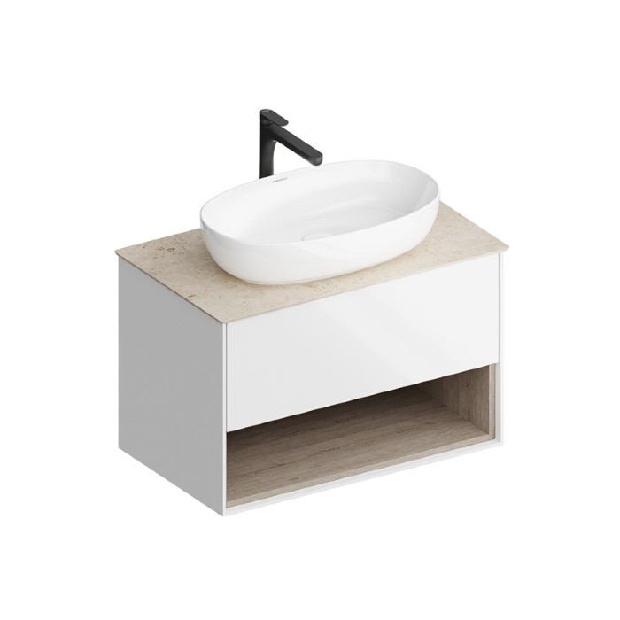 Тумба подвесная 1 ящик + полка, Plaza modern Kerama Marazzi, белый - PLB.M.80.1\WHT