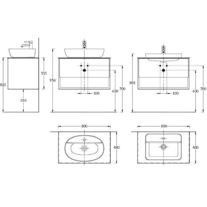 Тумба подвесная 1 ящик + полка, Plaza modern Kerama Marazzi, белый - PLB.M.80.1\WHT