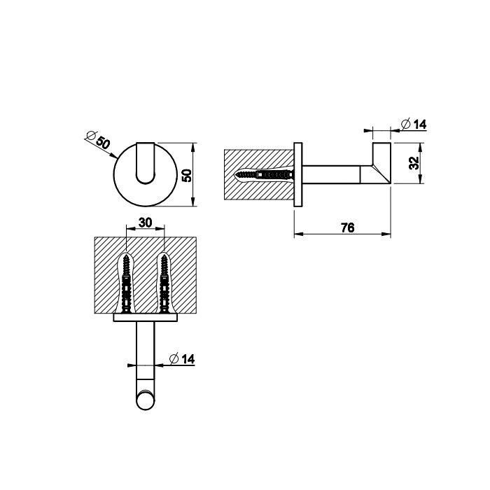 Крючок настенный, Gessi Anello, хром арт. 63721#031