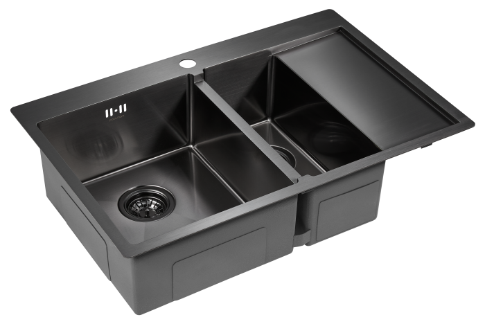 Мойка для кухни нержавеющая 780х510мм Paulmark LIGA, вороненая сталь, левая - PM227851-GML
