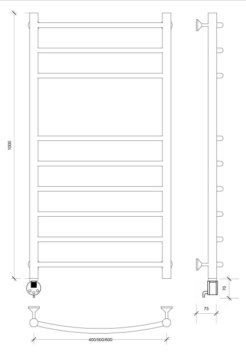 Полотенцесушитель электрический 100x40 Милан 5 (черный матовый) Secado арт. 4673739238936