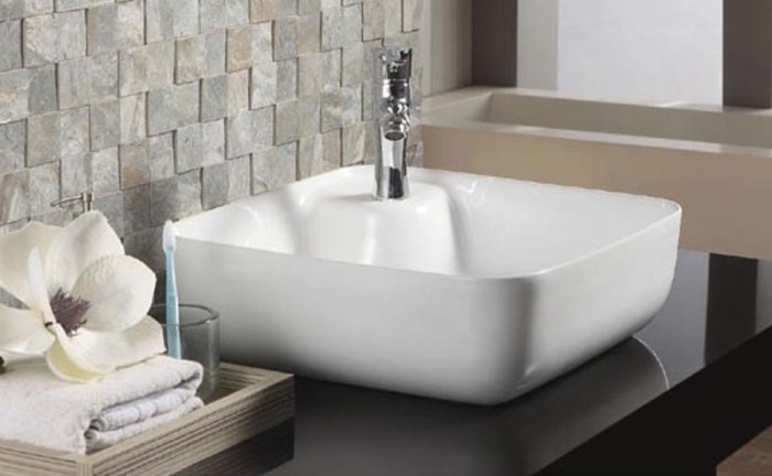 Раковина 43х43х14 накладная, белая, Azario - AZ41267