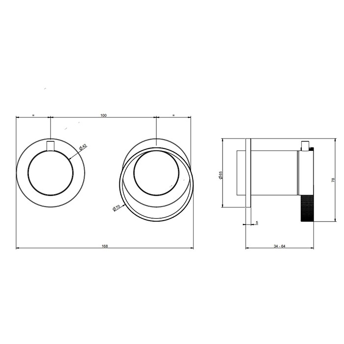 Смеситель для душа, встраиваемый, с переключателем на 2 потока, внешняя часть, Gessi Anello, finox brushed nickel арт. 63380#149