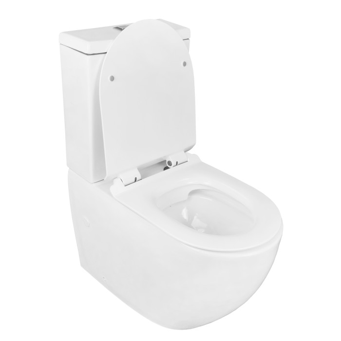 Унитаз-компакт 630x380x830 напольный, безободковый со смывным механизмом Geberit, бачком и сиденьем микролифт, Azario CORSA арт. AZ-2062S-G