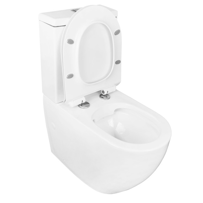 Унитаз-компакт 630x380x830 напольный, безободковый со смывным механизмом Geberit, бачком и сиденьем микролифт, Azario CORSA арт. AZ-2062S-G