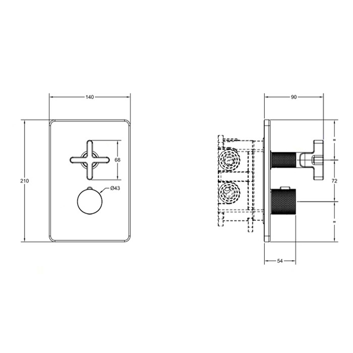 Термостат. смесителя, с подкл., 1/2", фильтрами и вентилем, на три источника, Gessi Inciso, black xl арт. 58236#299