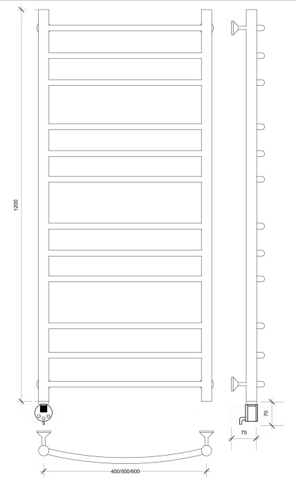 Полотенцесушитель электрический 120x60 Милан 3 Secado арт. 4673739238509