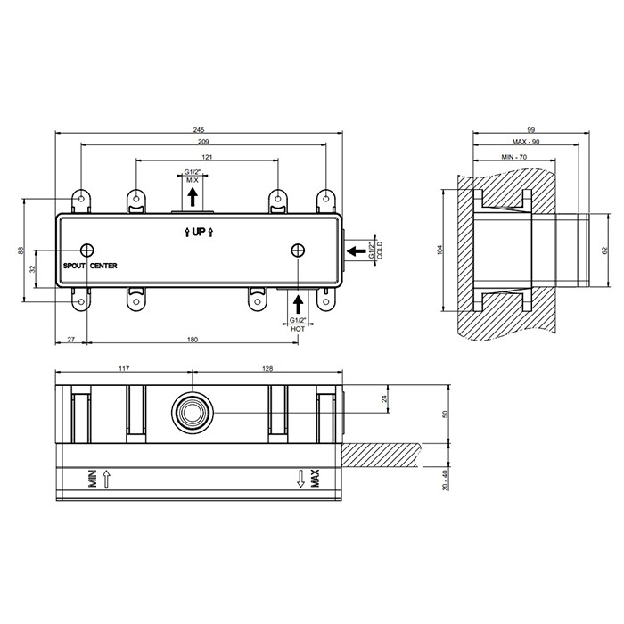Встраиваемая часть для смесителя на 2 выхода, Gessi Emporio Via manzoni, арт. 38439#031
