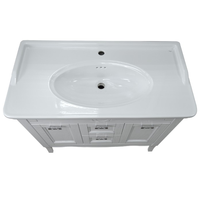 Шкаф с раковиной Carolina, 100*50*88 см, напольная, белый/серебряная патина, Azario Carolina - CS00069426