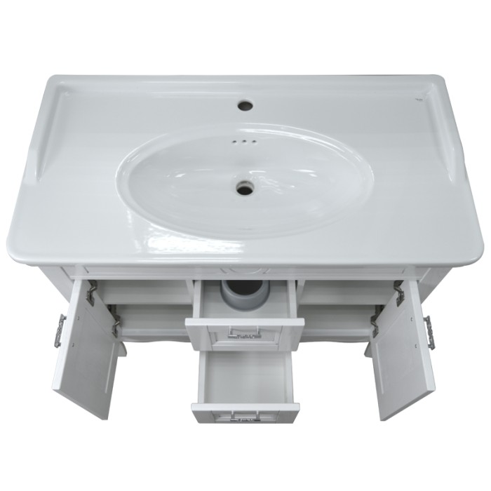 Шкаф с раковиной Carolina, 100*50*88 см, напольная, белый/серебряная патина, Azario Carolina - CS00069426