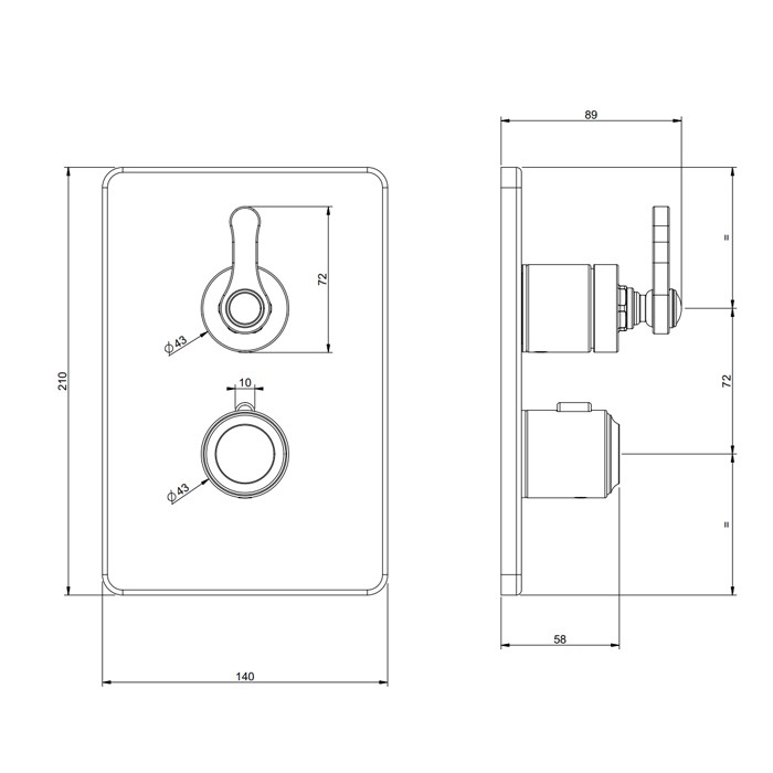 Смеситель встраиваемый, термостатический, с запорным вентилем, внешняя часть, Gessi Venti20, brass pvd арт. 65133#710