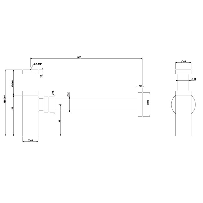 Сифон для раковины, квадратный, под донный клапан, Gessi Eleganza, 01410#299 цвет: черный