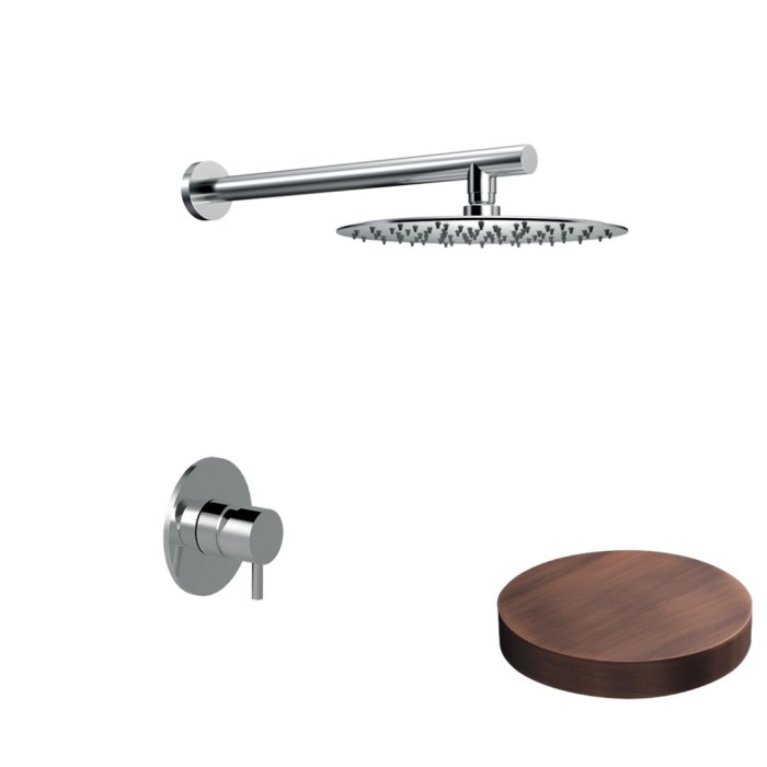 встраиваемый душевой комплект на 1 режим, однорычажный, кронштейн, верхний душ d25 см, Giulini My future, медь матовая арт. 5966-EPVROP