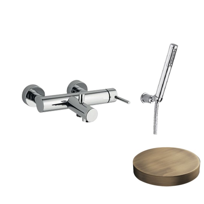 Однорычажный смеситель внешнего монтажа для ванны с душевым набором, Giulini Futuro, бронза матовая арт. 6501-01BROP