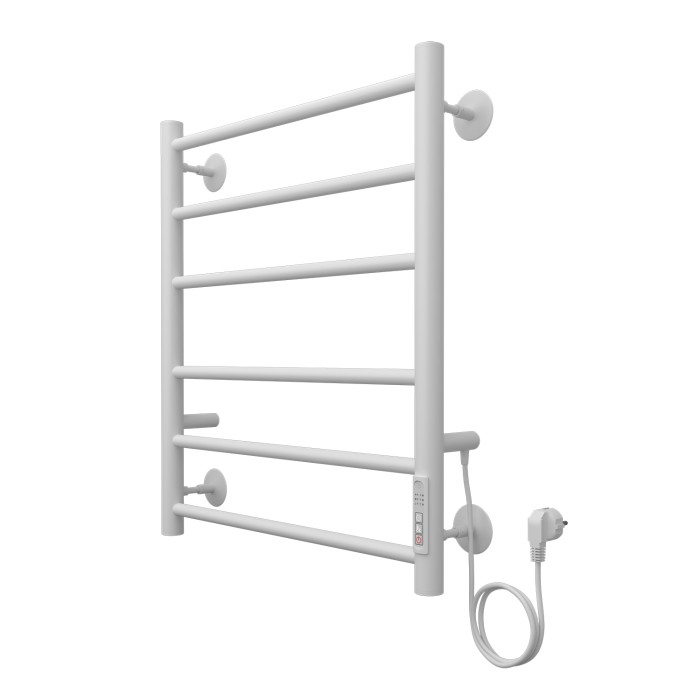 Полотенцесушитель электрический 500/600 6 секций, диммер справа, белый, Parma Azario - AZ10856W