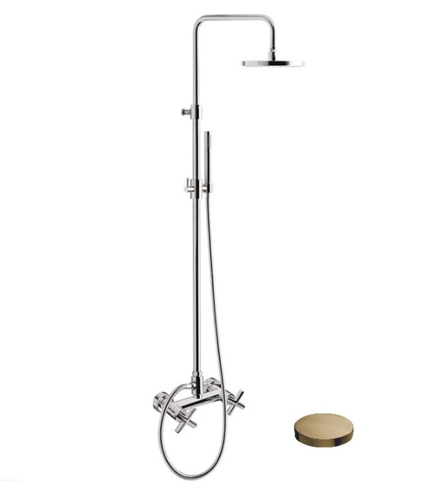 Душевая колонна внешнего монтажа, душевой набор, верхний душ из латуни, Giulini G3, золото брашированное арт. 7607WC-SOSP