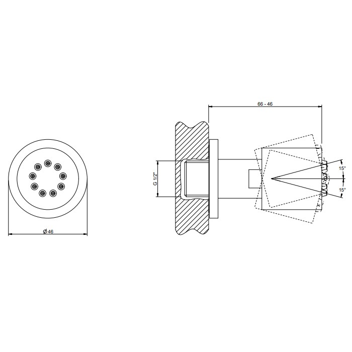 Форсунка боковая, поворотная, Gessi Body Jets, black metal brushed pvd арт. 13375#707
