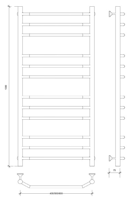 Полотенцесушитель водяной 100x50 Агата 3 (хром) Secado арт. 4603759402383