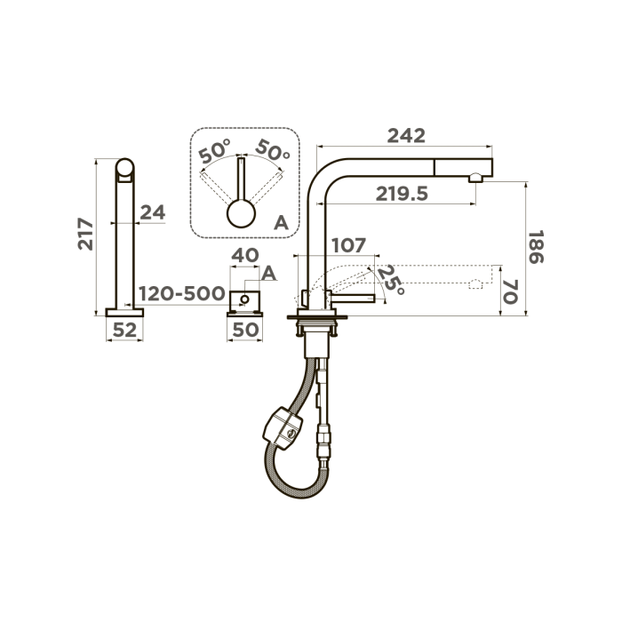 Смеситель для кухни Omoikiri Nara-S-C латунь, цвет хром арт. 4994322