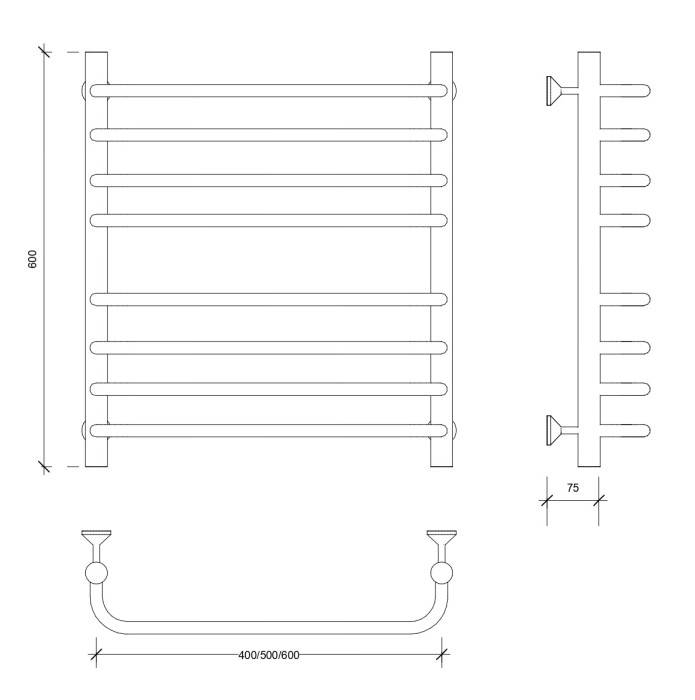 Полотенцесушитель водяной 60x50 Мерида 4 (хром) Secado арт. 4603759406145