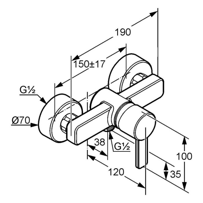 Однорычажный смеситель для душа, zenta Kludi, хром - 388700575