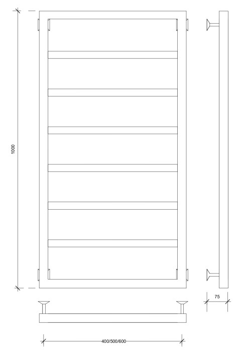 Полотенцесушитель водяной 100x60 Парма 2 (черный) Secado арт. 4673739246887