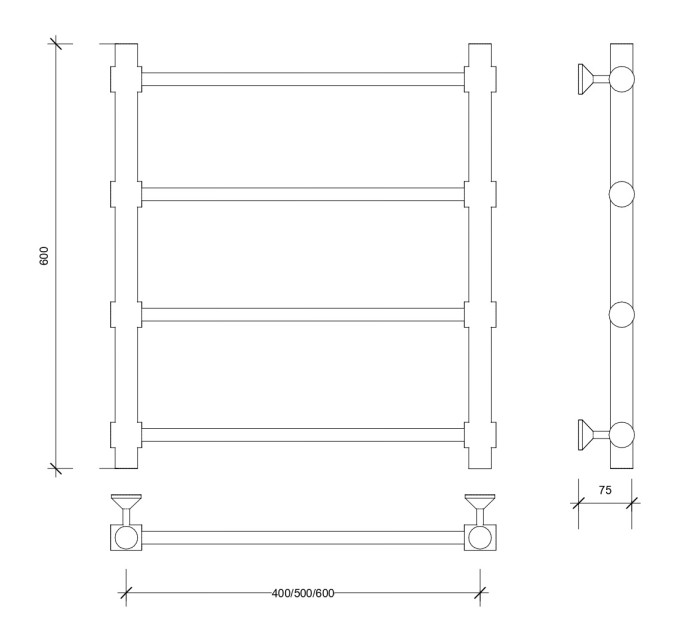 Полотенцесушитель водяной 60x40 Флоренция 2 (хром) Secado арт. 4603759407623