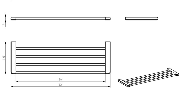 Полка для полотенец, Wonzon & Woghand, WW-V3901-CR цвет: хром