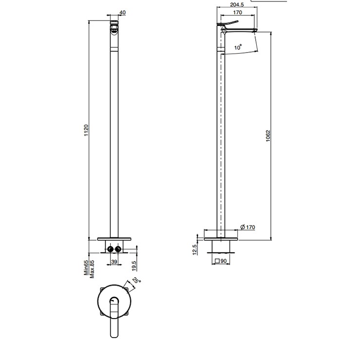 Fima Carlo Frattini Смеситель для раковины, напольный, Flo, F3801/PNOR цвет: золото