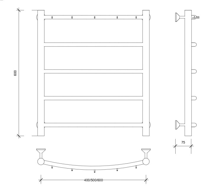Полотенцесушитель водяной 60x50 Милан 1 К (черный) Secado арт. 4673739226230