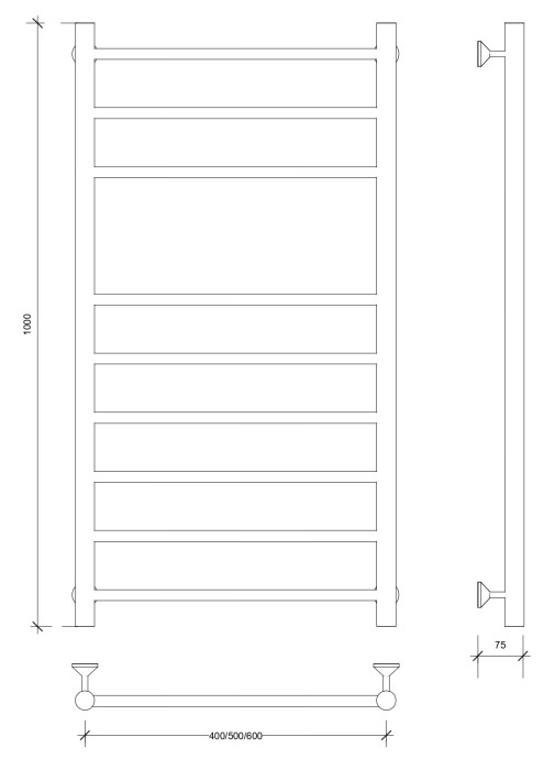 Полотенцесушитель водяной 100x60 Триада 5 (черный) Secado арт. 4673739229361