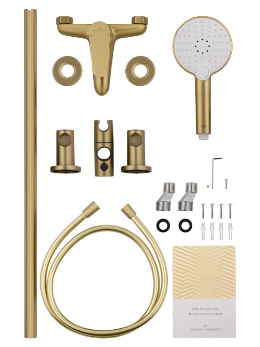 Смеситель для ванны с душевым гарнитуром, Wonzon & Woghand Alfa, WW-AE3205-BG цвет: золото