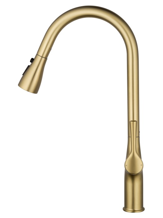 Смеситель для кухни с выдвижным изливом, Wonzon & Woghand, WW-AE54123-BG цвет: золото