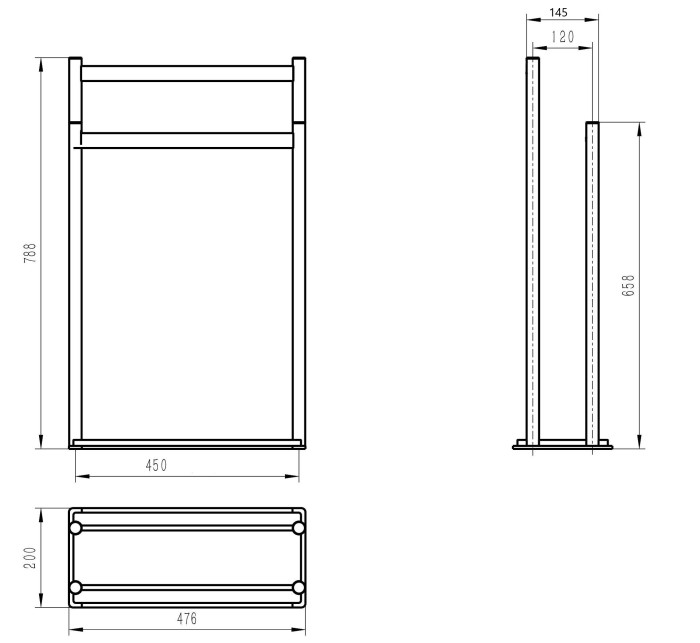 Стойка для полотенец, Wonzon & Woghand, WW-V4901-GM цвет: графит
