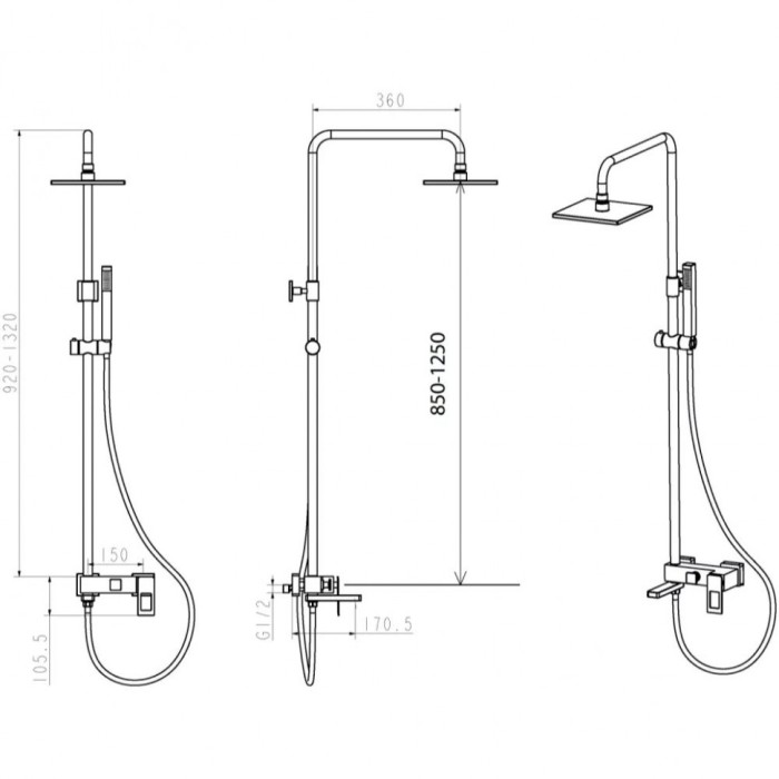 Стойка для душа GoldRed Q Boheme 148-GR