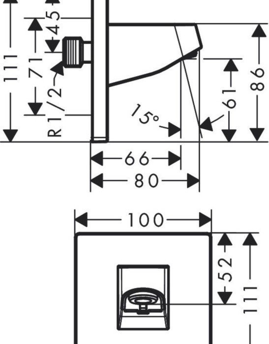 Душевой кронштейн 105 настенный Pulsify Hansgrohe, черный арт. 24139670