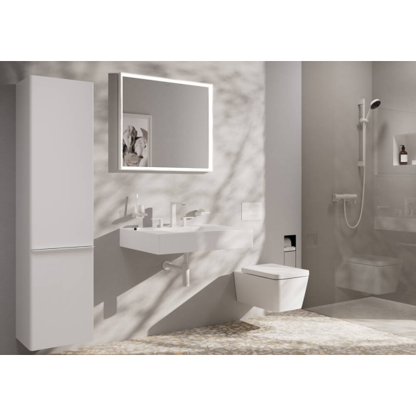 Смеситель для раковины EcoSmart+, с донным клапаном Push-Open, Hansgrohe Tecturis E, белый арт. 73030700