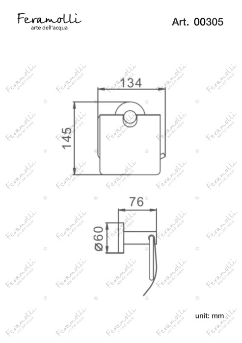 Держатель для бумаги, черный, Lugano Feramolli - BL305