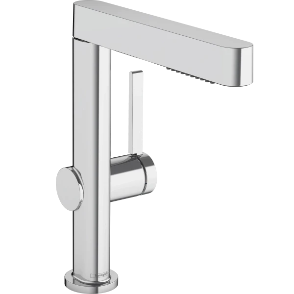 Смеситель для раковины с вытяжным душем 2jetсо сливным клапаном Push-Open, Hansgrohe Finoris, хром арт. 76063000