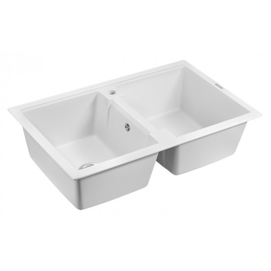Мойка для кухни гранит 810х500 Paulmark TANDEM 80/2, белый - PM238150-WH